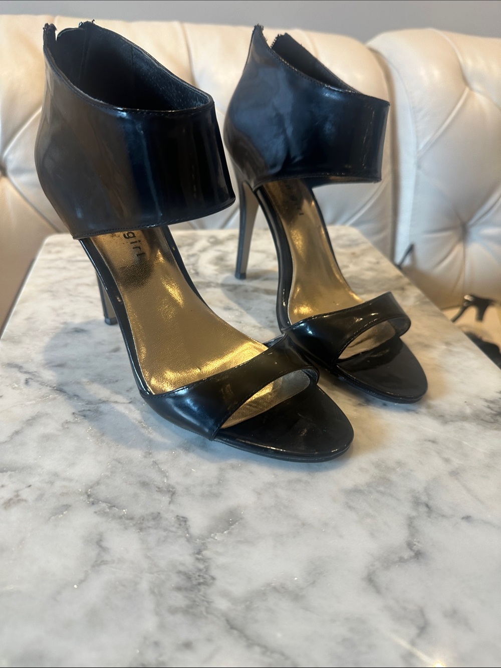 Madden Girl Black Ankle-Cuff Stiletto Sandals